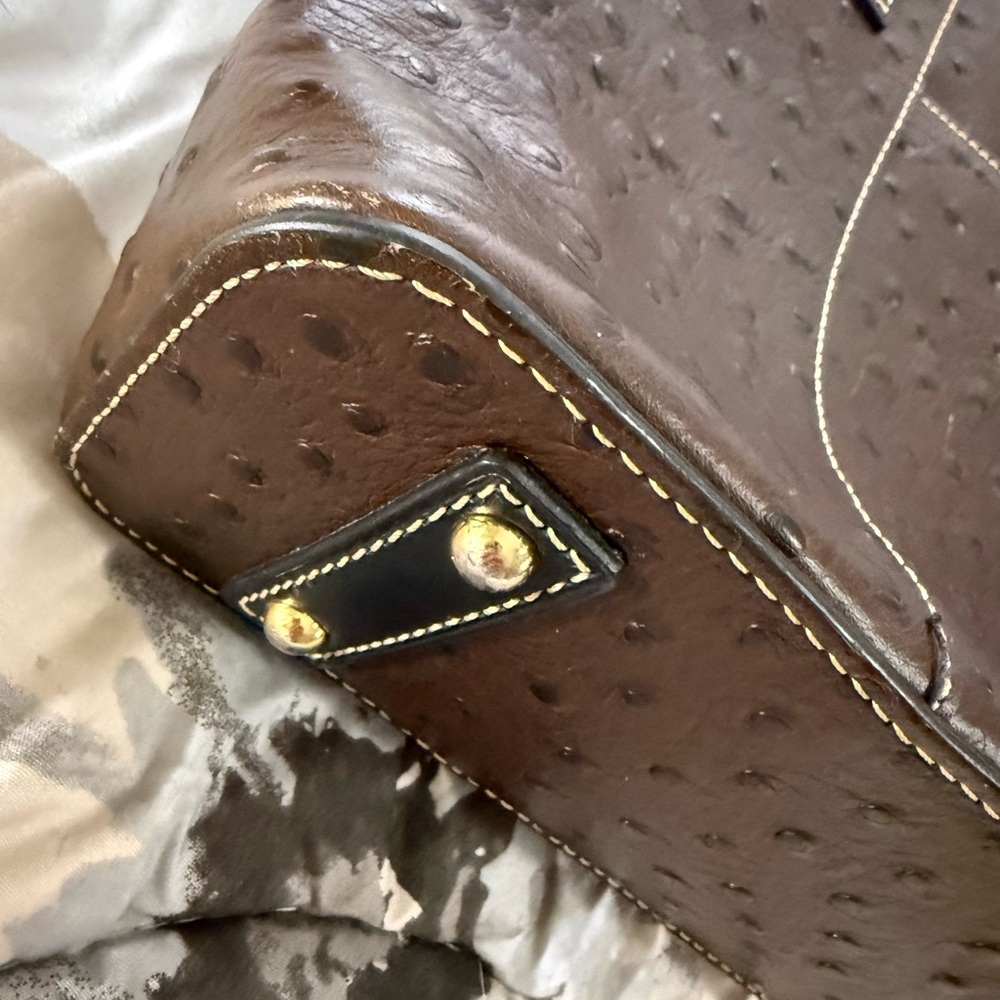 Dooney & Bourke Dark Brown Ostrich Leather Shoulder Bag - Picture 14 of 16